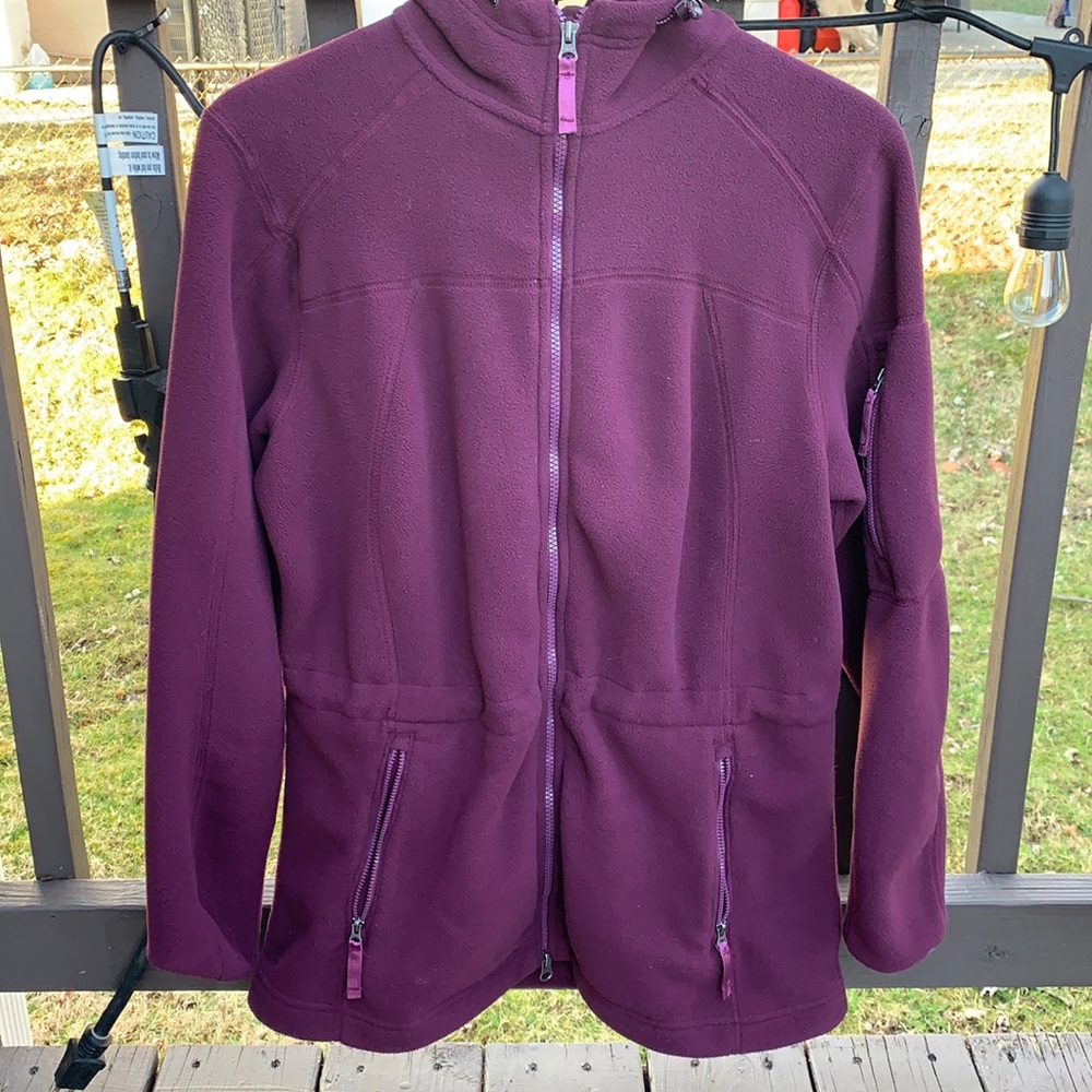 Lands End Plum Fleece Zip Up Jacket